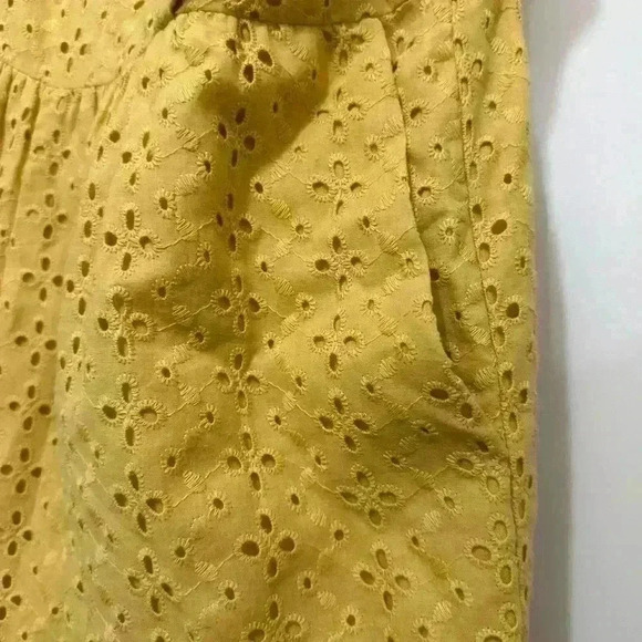 MINKPINK size small yellow embroidered floral jumpsuit with ruffles and pockets - Picture 9 of 9